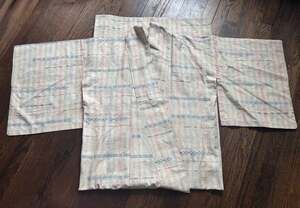 VTG 70s 80s 61” Handwoven Organic Cotton Japanese Ikat Kasuri Kimono Robe Jacket
